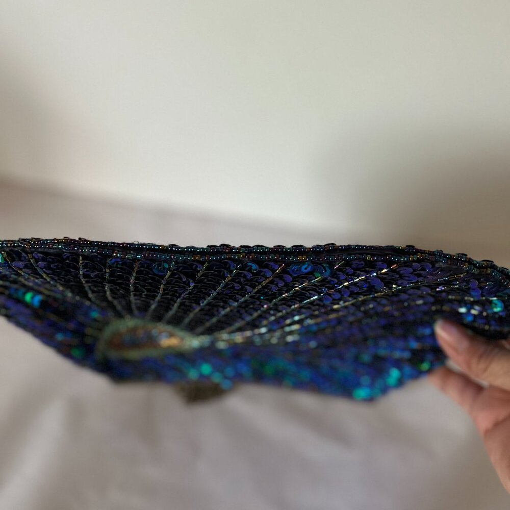 Elegant Green and Blue Sequin Clutch - Picture 8 of 10